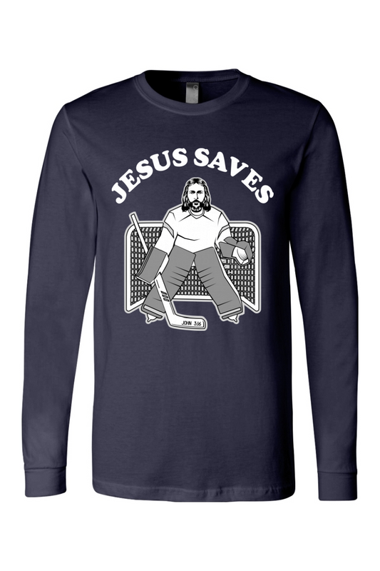 Jesus Saves (Hockey) - Long Sleeve Tee