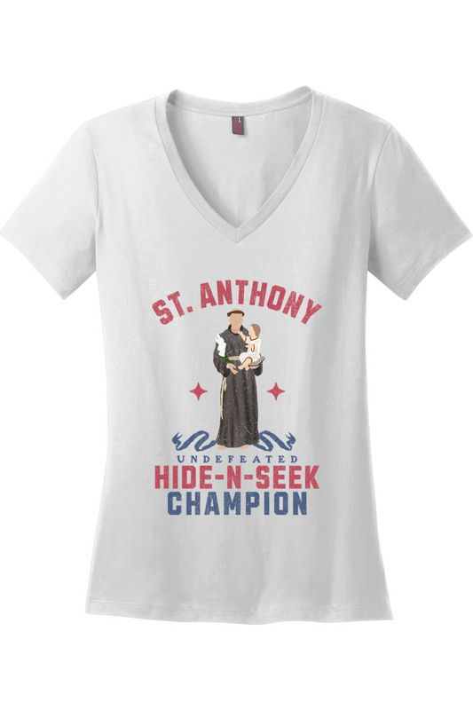 St. Anthony - Hide-N-Seek Champion - Women's V-Neck Tee