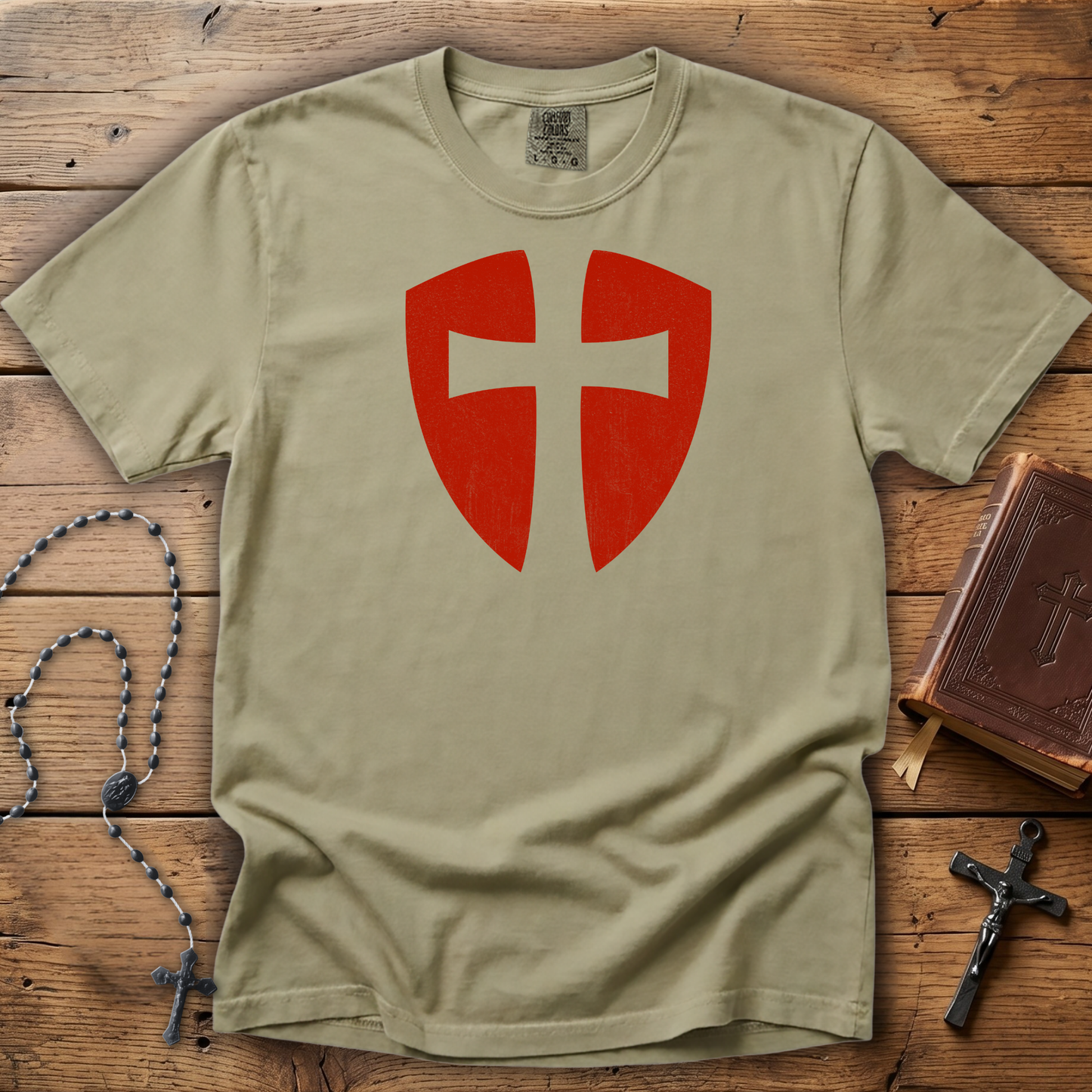 Knights Templar Cross Shield | Comfort Colors Tee