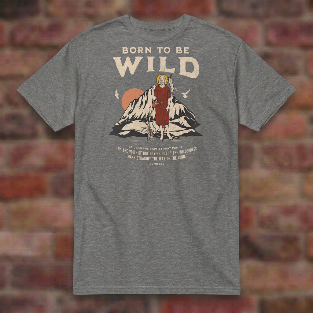 Born To Be Wild Graphite Heather T-shirt brick flat lay