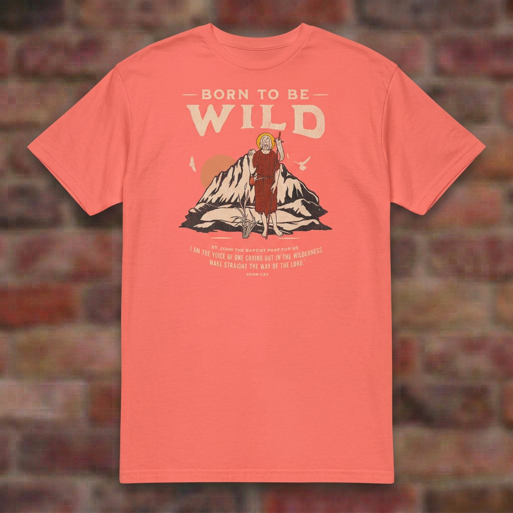 Born To Be Wild Coral Silk T-shirt brick flat lay