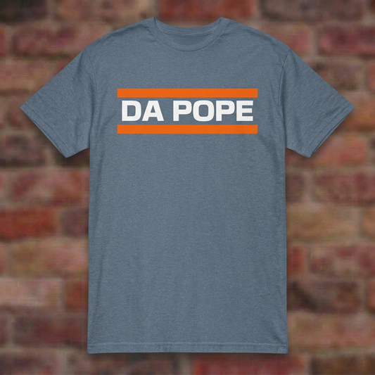 Da Pope Chicago Style Heather Indigo T-shirt brick flat lay