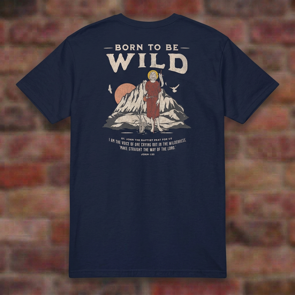 Born To Be Wild Navy T-shirt brick flat lay