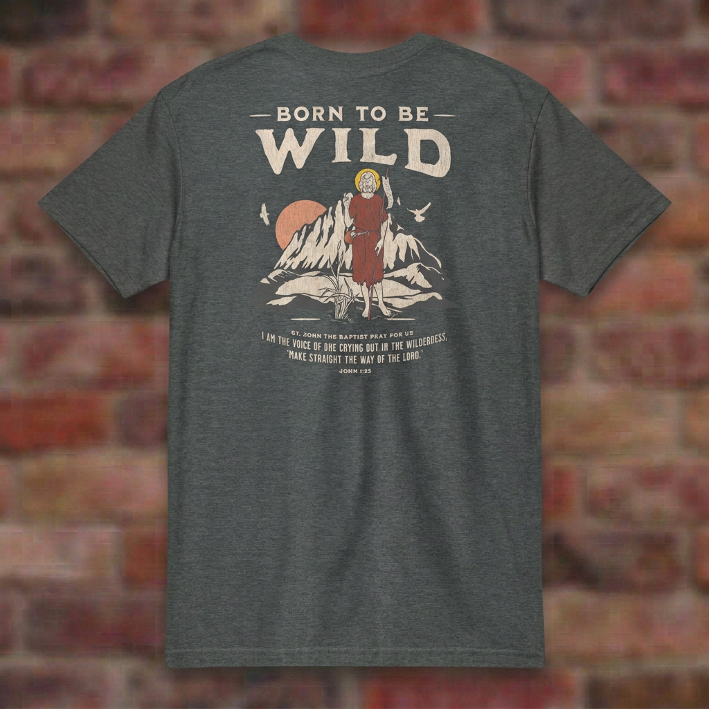 Born To Be Wild Dark Heather T-shirt brick flat lay